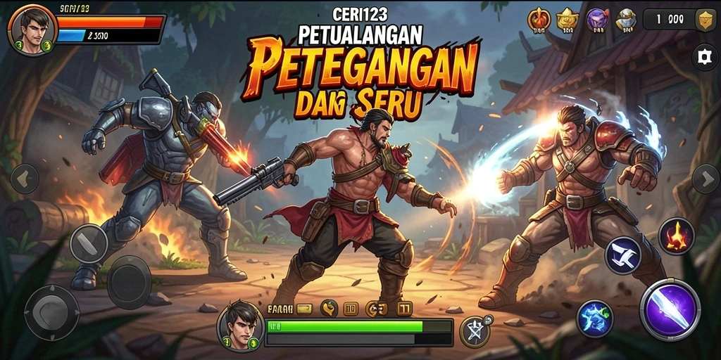 Screenshot CERI123 menunjukkan aksi pertarungan yang seru dan mendebarkan.
