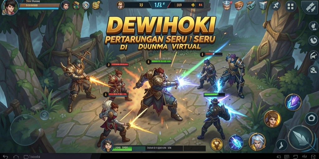 Gameplay seru pertarungan karakter DEWIHOKI di arena.