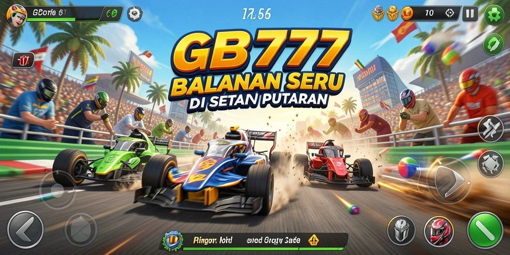 Tampilan gameplay GB777 yang intens saat balapan di lintasan yang menantang.