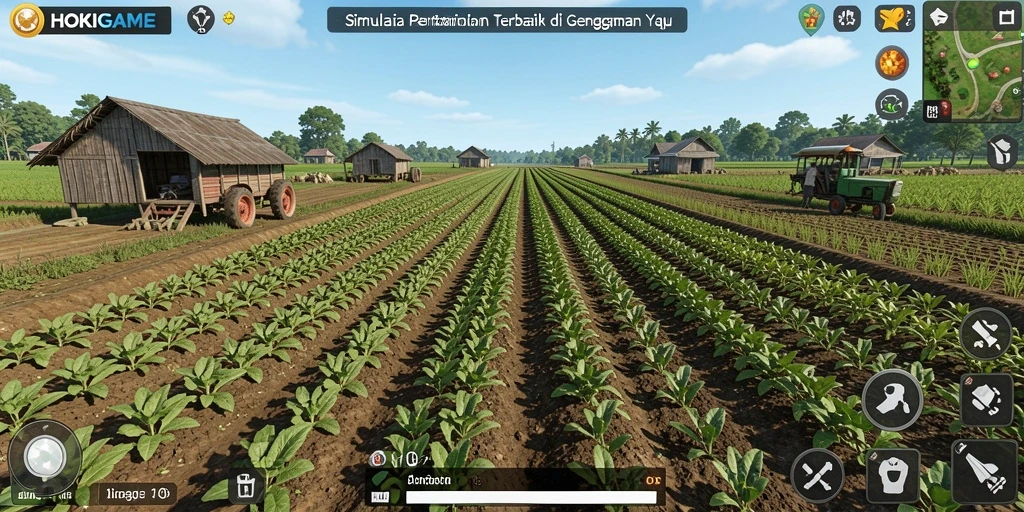 Tampilan gameplay HOKIGAME yang menampilkan kegiatan bertani yang seru.