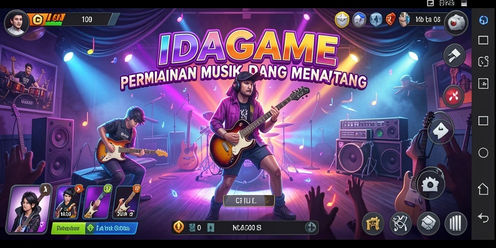Tampilan gameplay IDAGAME yang menarik dengan berbagai lagu.