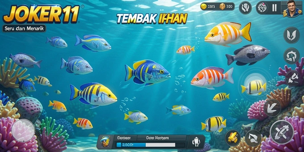 Tangkapan layar gameplay JOKER11 menampilkan aksi tembak ikan yang mendebarkan.