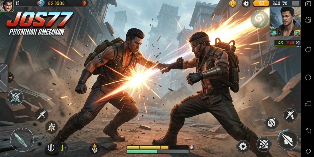 Tampilan aksi mendebarkan dari game JOS77 saat bertempur.