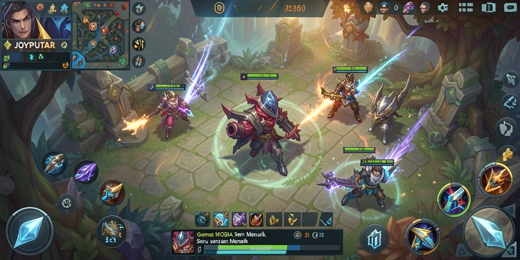 Tampilan gameplay seru dalam MOBA JOYPUTAR dengan strategi yang mendebarkan.