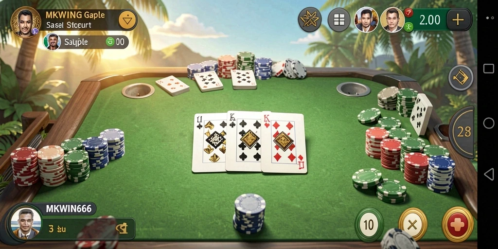 Gameplay seru Gaple dalam MKWIN666 dengan teman-teman.
