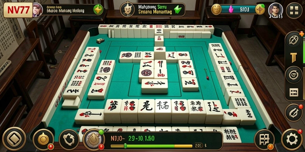 Screenshot gameplay NV77 menampilkan papan Mahjong yang menantang dan menarik.