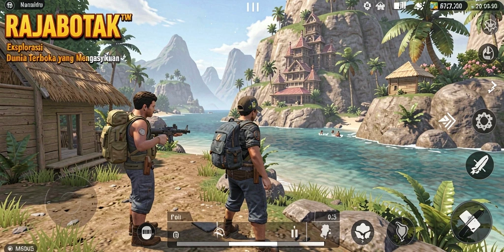 Screenshot menampilkan gameplay RAJABOTAK dengan grafis yang indah.