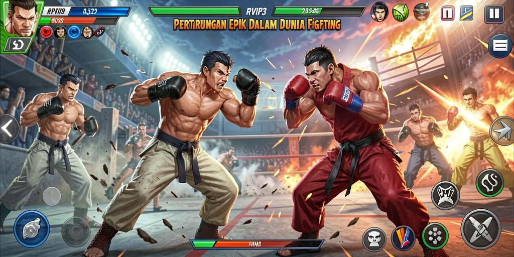 Tangkapan layar RPVIP3 menampilkan pertarungan seru dan intens.