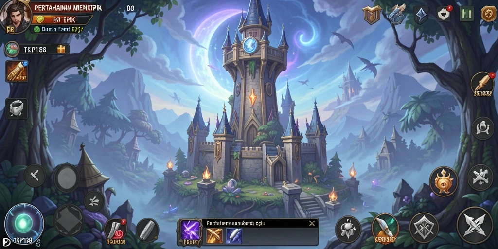 Screenshot menampilkan pertempuran seru dalam permainan Tower Defense.