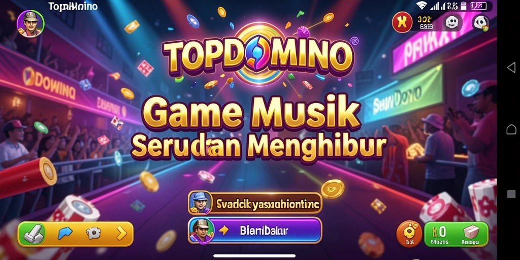 Tampilan gameplay TOPDOMINO yang penuh warna dan menyenangkan.